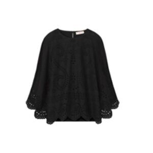 Tory Burch Mariana Top, Black Eyelet, XL